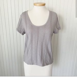 Madewell Eyelet Scoop Neck Top in Grey/tan